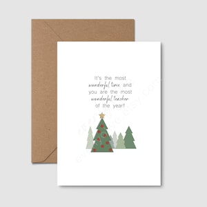 Christmas Card for Teacher | Wonderful Teacher | Gift Card Holder | Greeting Card