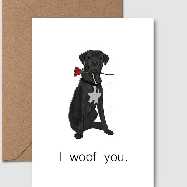 Cane Corso Valentines Card | I Woof You | Personalized Dog Cards