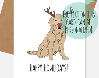 Golden Retriever Christmas Cards | Golden Retriever Card | Happy Howlidays!