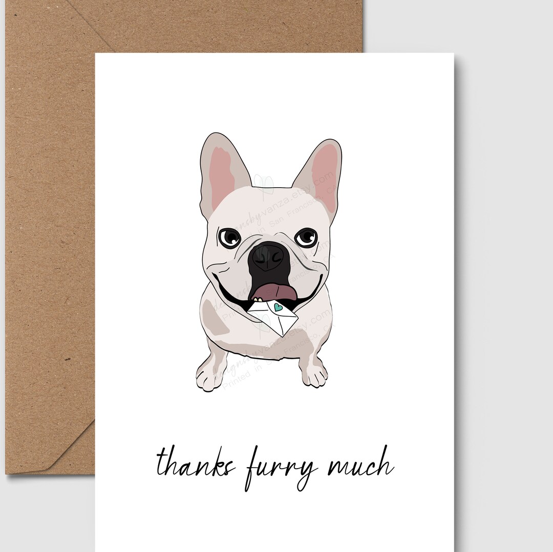 Cream Frenchie Dog Thank You Cards Thanks Furry Much