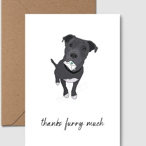 Blue Pitbull Card | Dog Thank You Cards | Thanks Furry Much | Dog Stationary