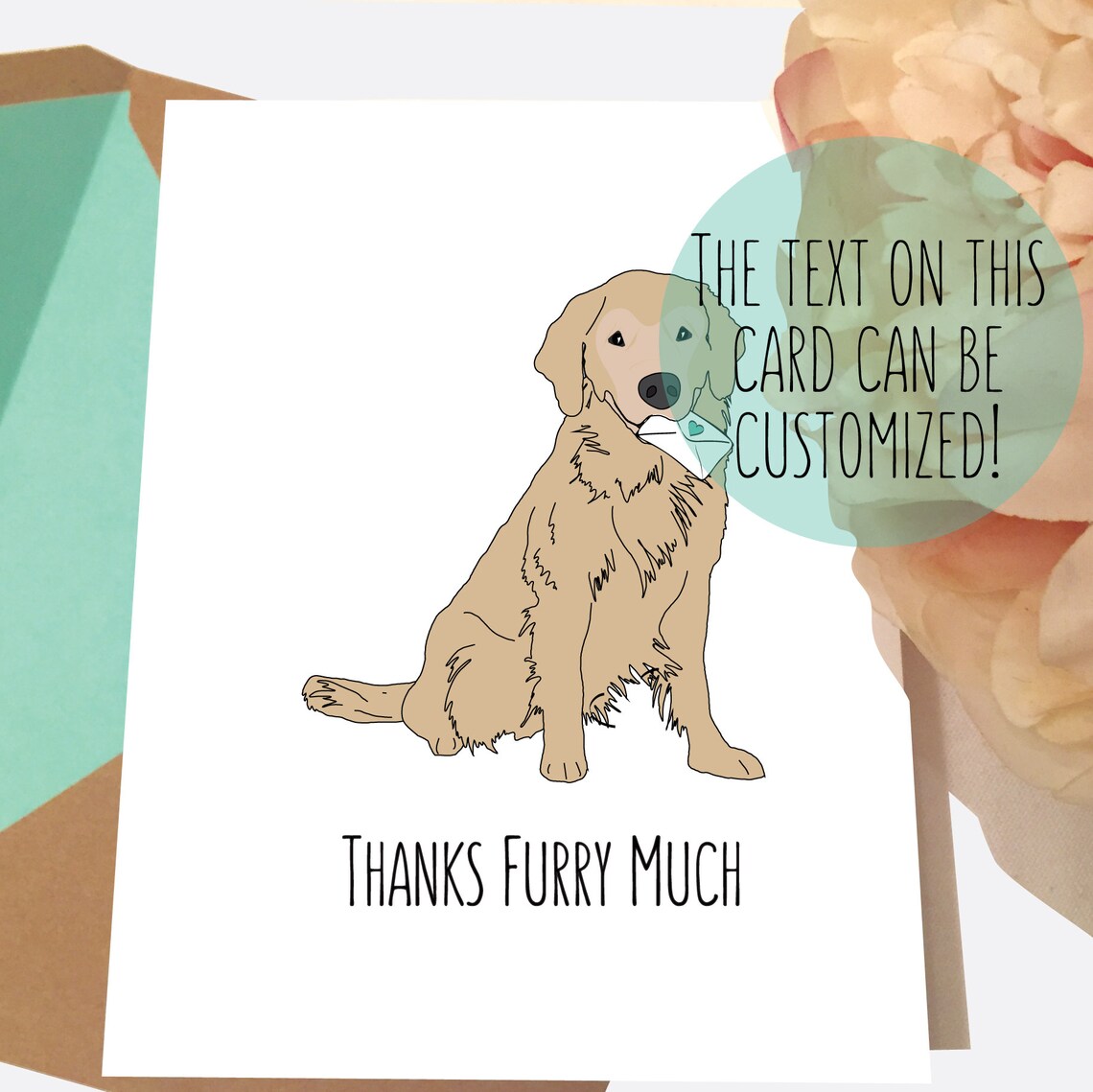 Golden Retriever Thank You Cards Thanks Furry Much Custom Etsy