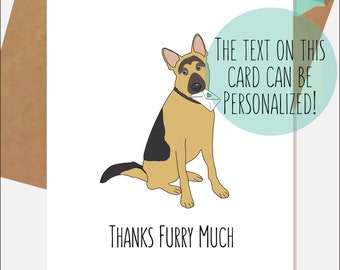 German Shepherd Card | Thanks Furry Much | Dog Thank You Stationary