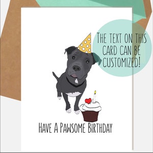 Pitbull Birthday Card | Pawsome Birthday | Dog Lover Gifts