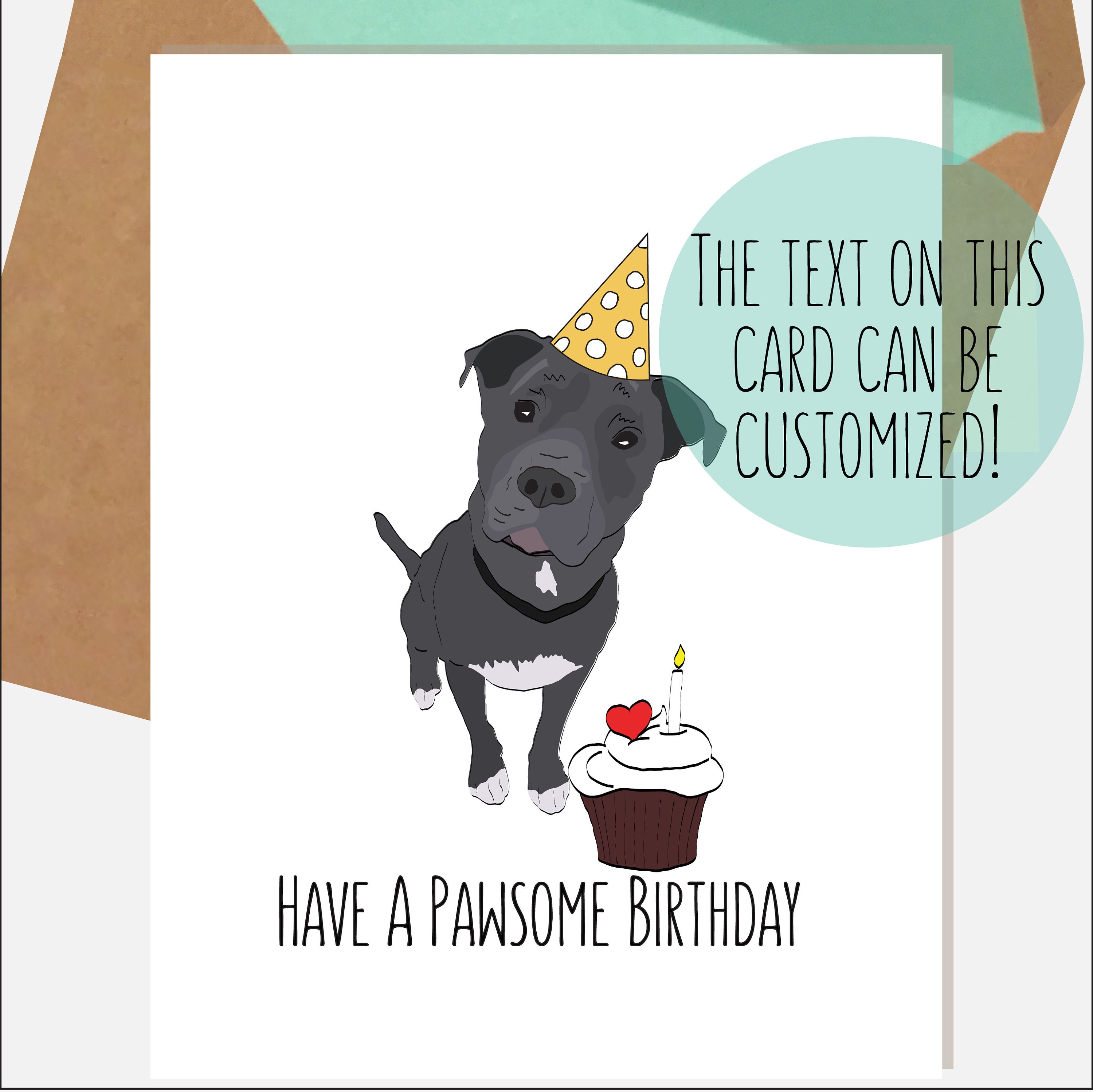 Pitbull birthday card