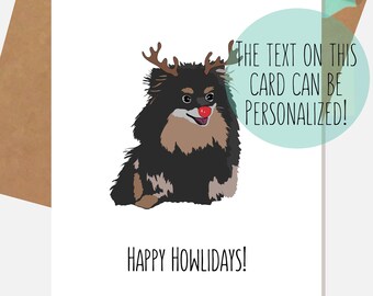 Black Pomeranian Holiday Card | Black Pomeranian Card | Happy Howlidays!