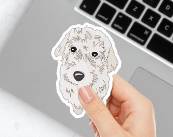 White Doodle Sticker | White GoldenDoodle | Laptop Vinyl Decal