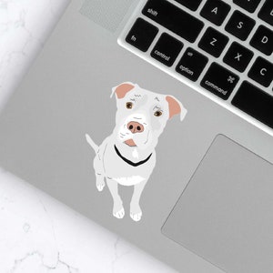 White Red-Nosed Pitbull Sticker | American Staffordshire Terrier | Laptop Vinyl Decal