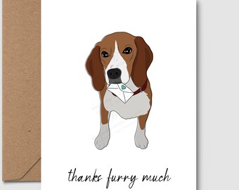 Beagle Thank You Cards | Thanks Furry Much | Beagle Mom Cards