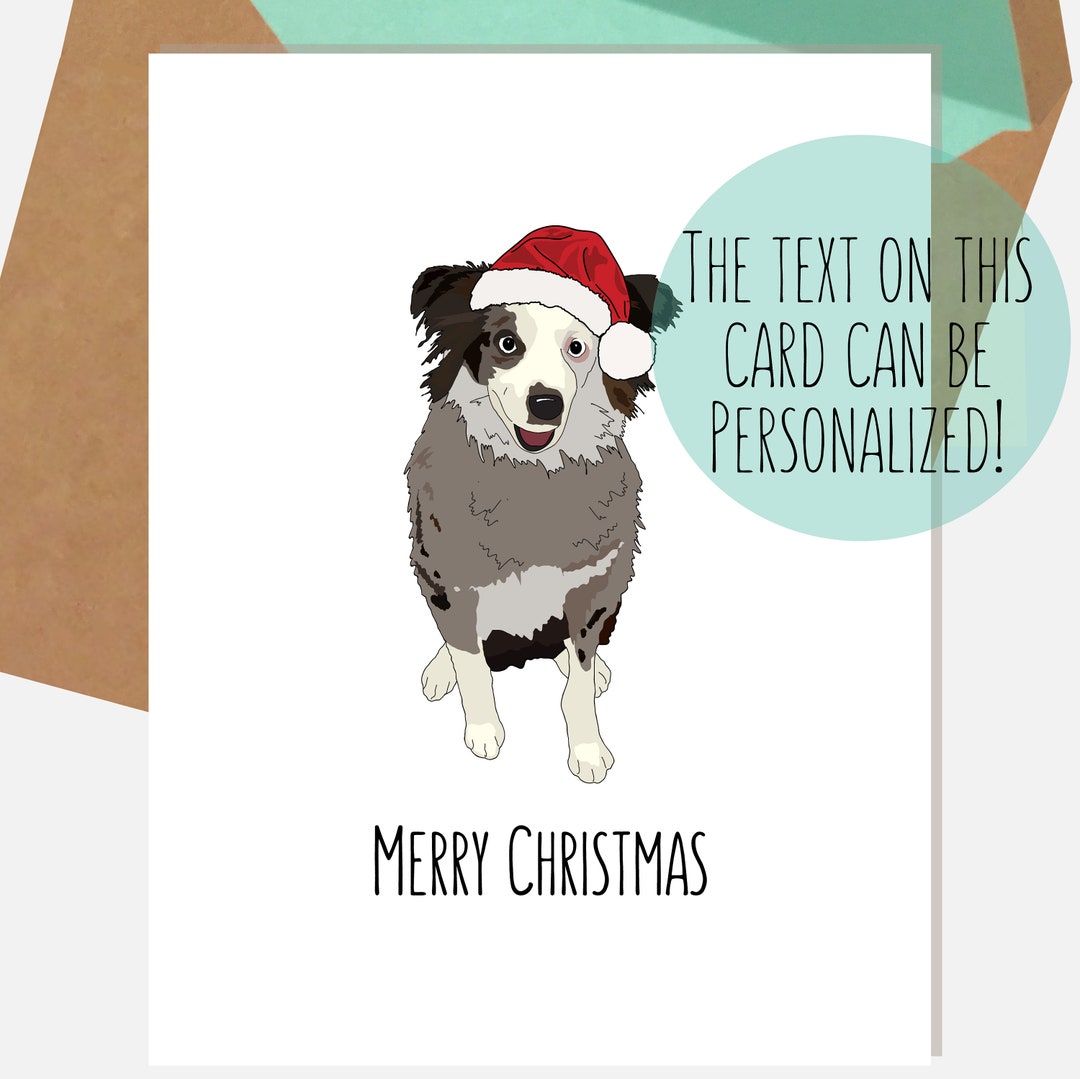 Australian Shepherd Christmas Card Merry Christmas Dog Holiday Cards Etsy