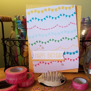 Geburtstagskarte, Happy Birthday, Feiern, Grußkarte mit Umschlag, Handarbeit, 3D, Geschenk