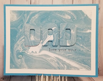 Father’s Day Card, Happy Father's Day, Greeting Card with Envelope, Handmade, 3D, for Dad, for Him, Cards for Men, Marbled, Gift