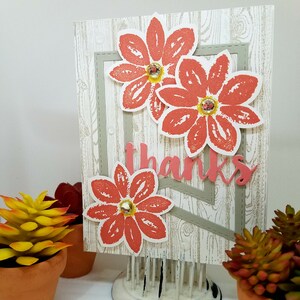 Vielen Dank - Dankeschön-Karte - handgemachte Karte - Grußkarte - Karte - für sie - Blumen - Blumen - Orange - Geschenk - Geschenk-Ideen