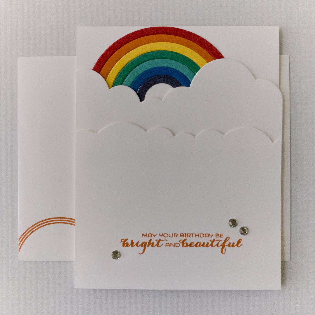 Handmade Rainbow Birthday Card, Cloud Design, Bright and Cheery - Etsy
