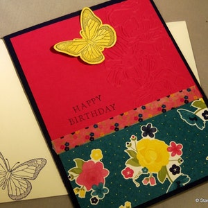 Birthday Card, Happy Birthday, Celebrate, Greeting Card with Envelope, Handmade, 3D, Flowers, Butterfly, Gift image 1
