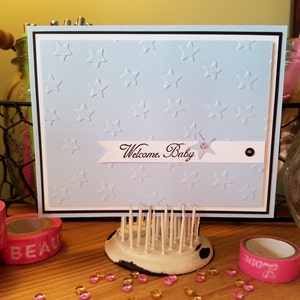Estrellas - Tarjeta de bebé - Tarjeta de bienvenida - Tarjeta de espera - Felicitaciones - Familia - Amor - Bebé niño - Nuevos padres - Regalo - Idea de regalo