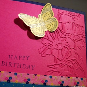 Birthday Card, Happy Birthday, Celebrate, Greeting Card with Envelope, Handmade, 3D, Flowers, Butterfly, Gift image 3