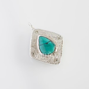 925 sterling silver diamond Turquoise pendant , backside jaali design pendant, designer pendant, gift for her/him handmade silver pendant