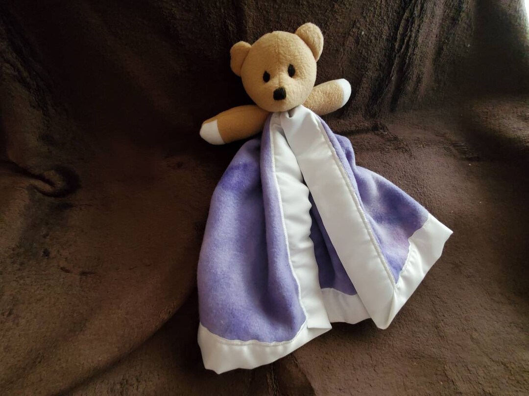 Teddy Bear Blanket Buddy bearzie With Lilac Etsy