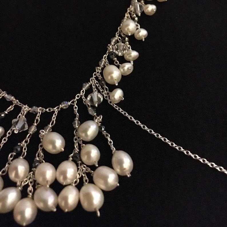 Black pearl gold bralette with sweet water pearls hematite Etsy