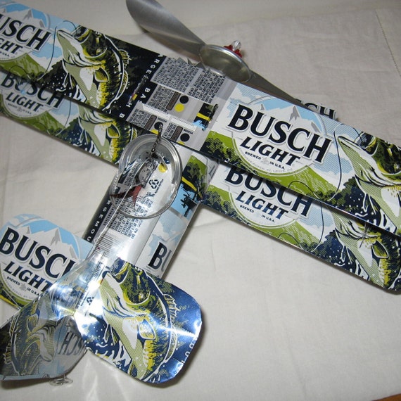 Handcrafted Beer Can Airplane- Bass fisherman (Limited edition 22) -Wind Spinner- Airplane - Can Art
