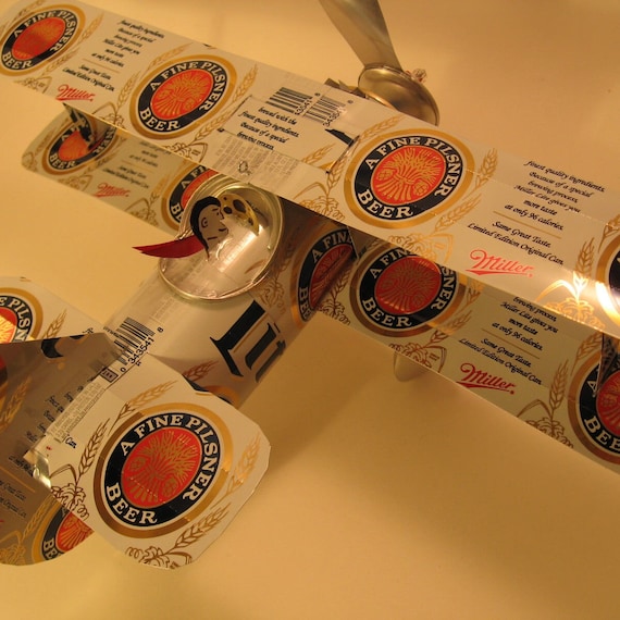 Miller Lite Beer Can Airplane - Handcrafted-Wind Spinner- Airplane