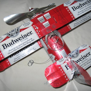 Beer Can Airplane - Handcrafted -Wind Spinner- Airplane - Can Art