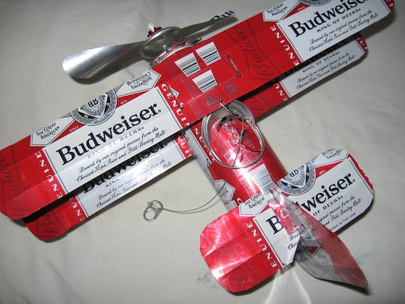 Beer Can Airplane - Handcrafted -Wind Spinner- Airplane - Can Art