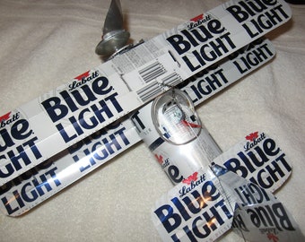 Labatt Blue Light 19 Beer Can Airplane - Handcrafted-Wind Spinner- Airplane - Can Art