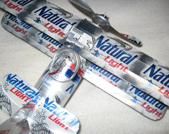 Light 19 Beer Can Airplane,Handcrafted - Windspinner,suncatcher,can art