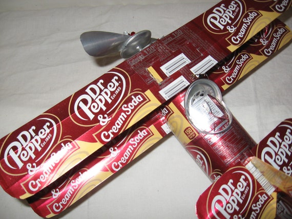 Dr Pepper & Cream Soda Can Airplane - Handcrafted-Wind Spinner-sun catcher-air plane -Can Art