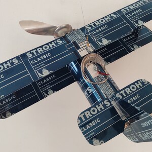 Stroh&#39;s Classic 20 Beer Can Airplane - Handcrafted-Wind Spinner- Airplane- Can Art