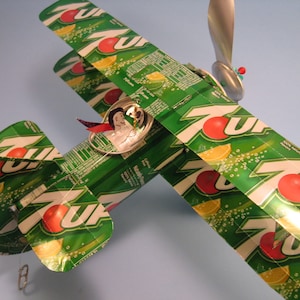 7 up Soda Can Airplane - Handcrafted-Wind Spinner-sun catcher-air plane