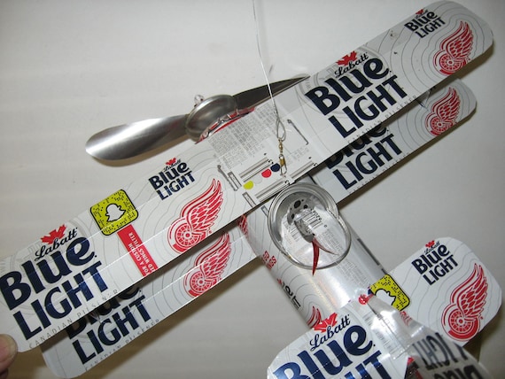 Labatt Blue Light 23 Wings Beer Can Airplane - Handcrafted-Wind Spinner- Airplane - Can Art
