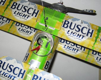 Handcrafted Beer Can Airplane (Corn Farmer) -Wind Spinner- Airplane - Can Art