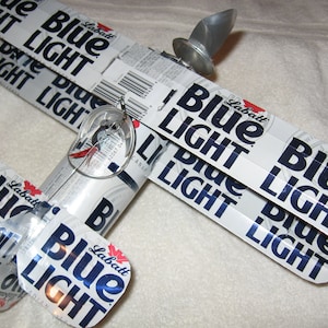 Labatt Blue Light 19 Beer Can Airplane - Handcrafted-Wind Spinner- Airplane - Can Art