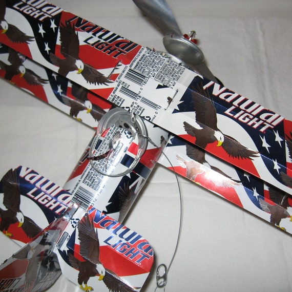 Light 19 Beer Can Airplane,Handcrafted - Windspinner,suncatcher,can art