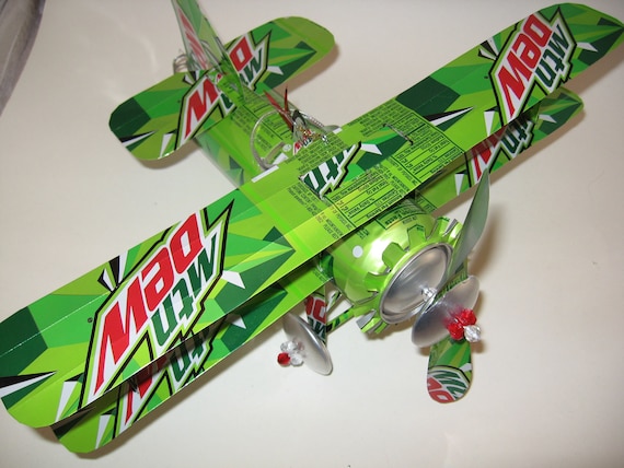 Mtn Dew 2017 Soda Can Airplane - Handcrafted-Wind Spinner-sun catcher-air plane