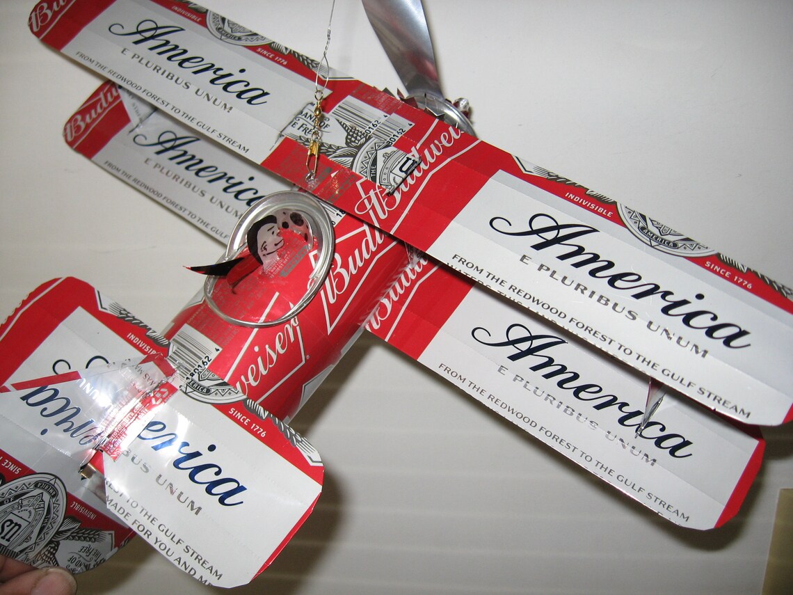 Handcrafted Beer Can Airplane Budwiser America Wind Etsy