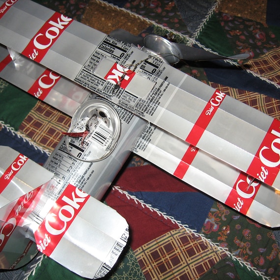 Coca Cola Diet 2018 Soda Can Airplane - Handcrafted-Wind Spinner-sun catcher-air plane - Can Art