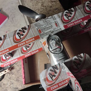 A & W Root Beer ZeroSugar Soda Can Airplane - Handcrafted-Wind Spinner-sun catcher-air plane