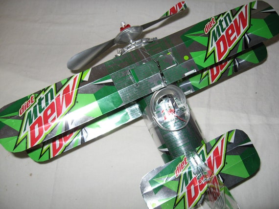 Mtn Dew Diet 17 Soda Can Airplane - Handcrafted-Wind Spinner-sun catcher-air plane