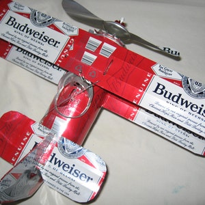 Handcrafted Budweiser Beer Can Airplane Wind Spinner image 3