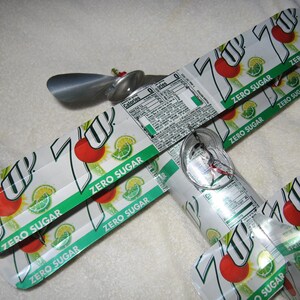 7-up Zero sugar Soda Can Airplane - Handcrafted-Wind Spinner-sun catcher-air plane