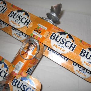 Handcrafted Beer Can Airplane (Peach) -Wind Spinner- Airplane - Can Art