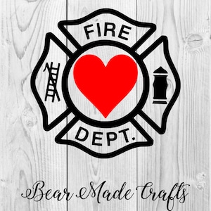 Maltese Cross Firefighter with Heart SVG , Htv, Vinyl, cutting file, cricut design space, digital file, SVG, JPEG Download Zip File