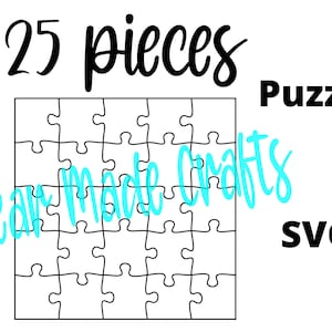 May include: A black and white 25 piece puzzle SVG file. The puzzle is a simple design with a grid of squares.