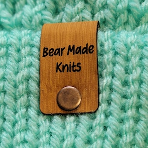 Custom No Sew Personalized Faux Leather Tags,Logo Labels for Hats, Chicago Screw Rivet Knit Tags, Crochet Knits Tag
