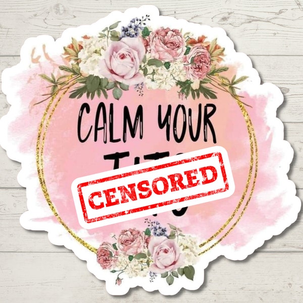 Calm Your Tits Sticker, Adult Humor, Water Resistant Sticker, Sarcastic Decal, Offensive Decals