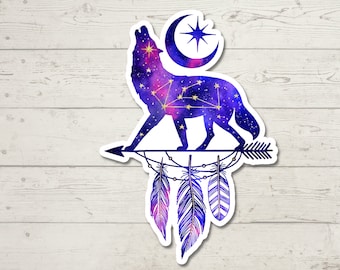 Celestial Wolf Sticker, Wolf Lover, Water Resistant Sticker, Colorful  Decal, Celestial Decals, Wolf Stickers